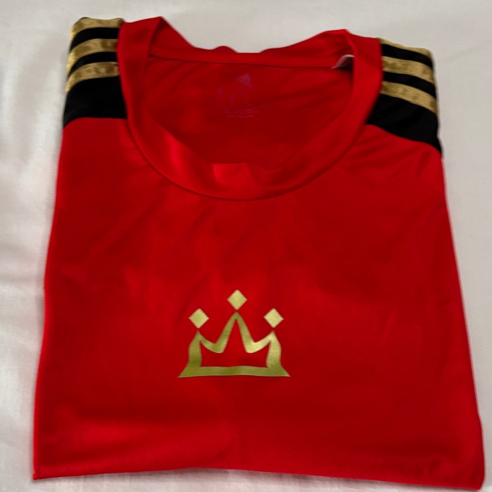 adidas Mens/ Women Red Jersey with Gold Crown